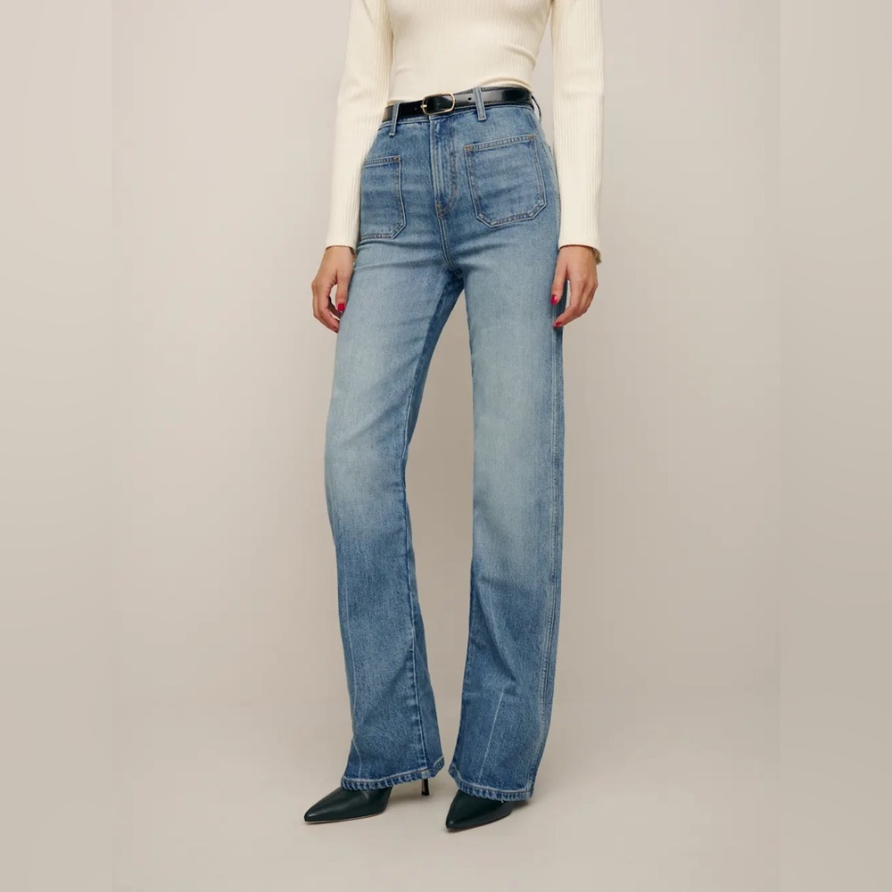 Reformation Light Blue High-Rise Wide Leg Jeans